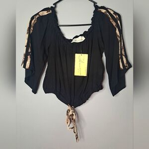 Vintage Havana Snake Print Off The Shoulder Top Sz Meduim  #NEW
